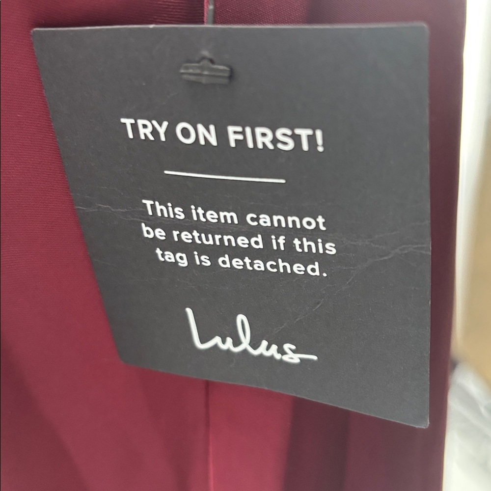 Lulus Classic Elegance Wine Satin Mock neck keyhole back Maxi Dress size XL NWT - Picture 10 of 13